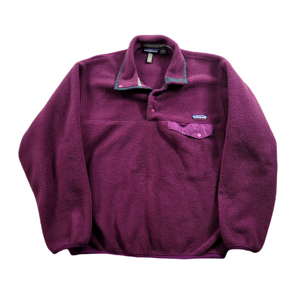 Patagonia Snap-T Fuzzy Fleece Pullover Womens Small Purple Sweater Jacket - Picture 1 of 14